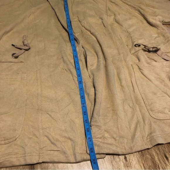 Knox Rose Beige Stretchy Shawl Neck Open Cardigan Sweater Pockets Womens Size 1 - Picture 7 of 8